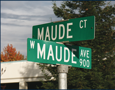 Streets cross at Sunnyvale, CA